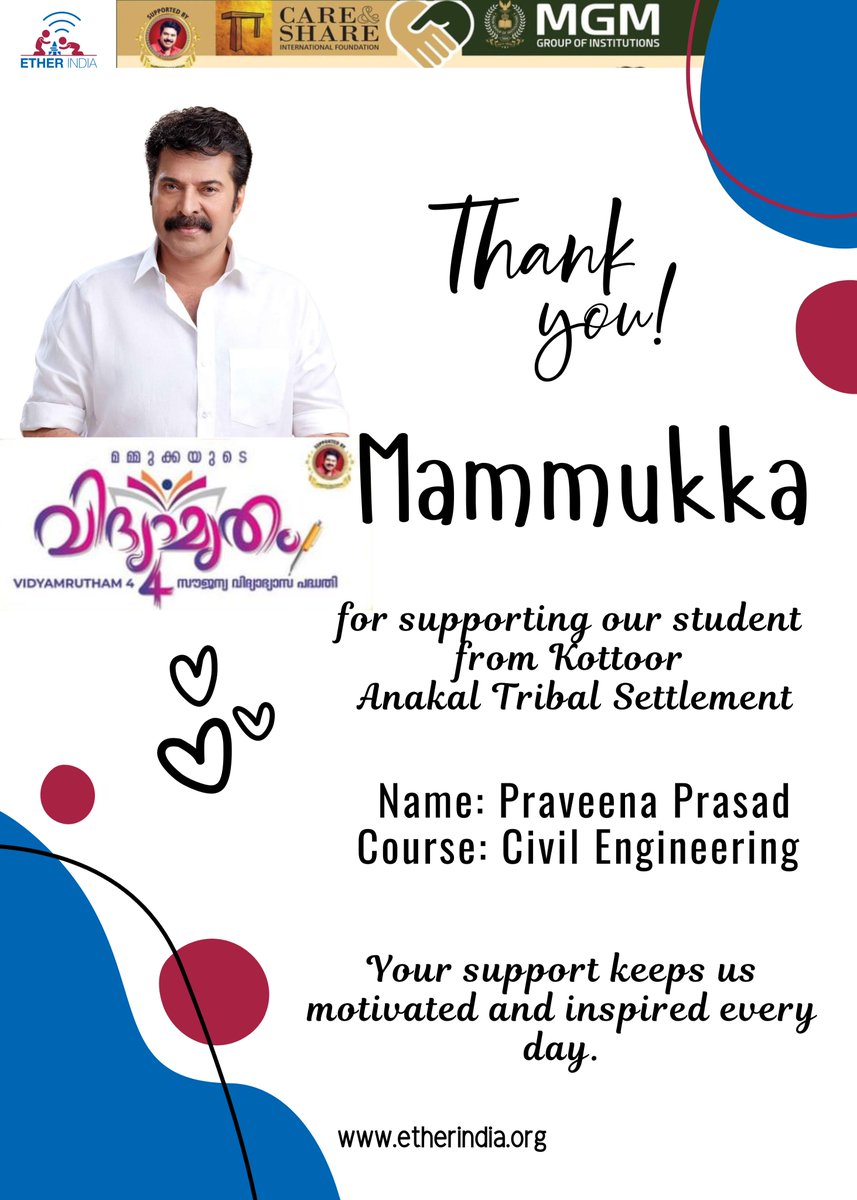 ether_india's tweet photo. Thank you Mammukka, Care and Share, and MGM School for your support.

#Mammootty
#CareandShare
#MGMSchool https://t.co/6H2J6sPXi7