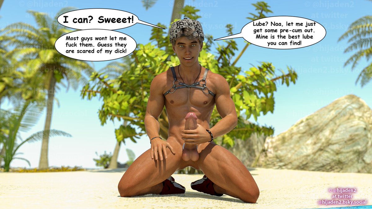 Hijaden2's tweet photo. When you are at the beach and get unexpected company and hard question you cant turn down. 😁

This was not what I had planed for today but it is what I made. So, do enjoy and have good weekend!  💕
#nsfwtwtًً  #kinky #twunk #cgi #sneakerhead https://t.co/ByPf5bRdmY