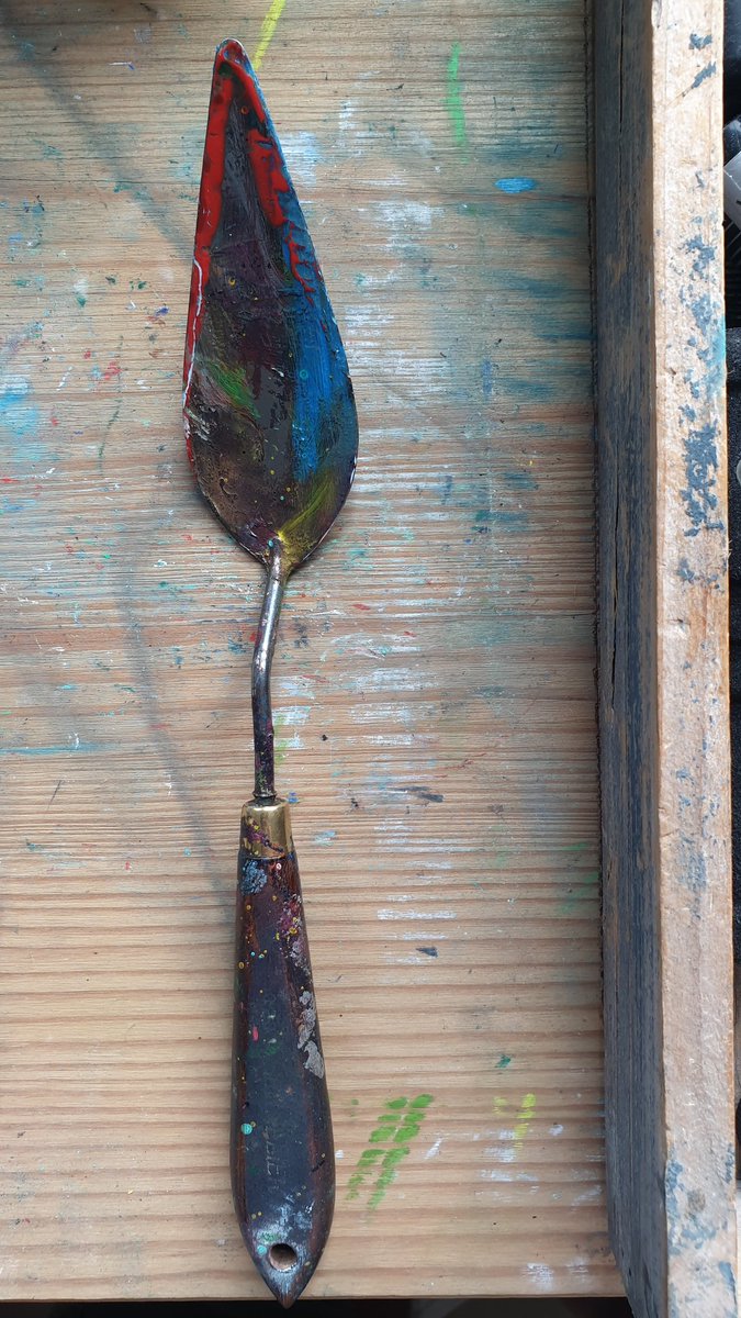 FrancisRenaud1's tweet photo. Toutes ces heures passées ensemble! Mon plus bel instrument et compagnon de création. Ma spatule...
#spatule #peinture #huile #lefrancbourgeois #huile #creation #toile #art https://t.co/upTovmXA5e