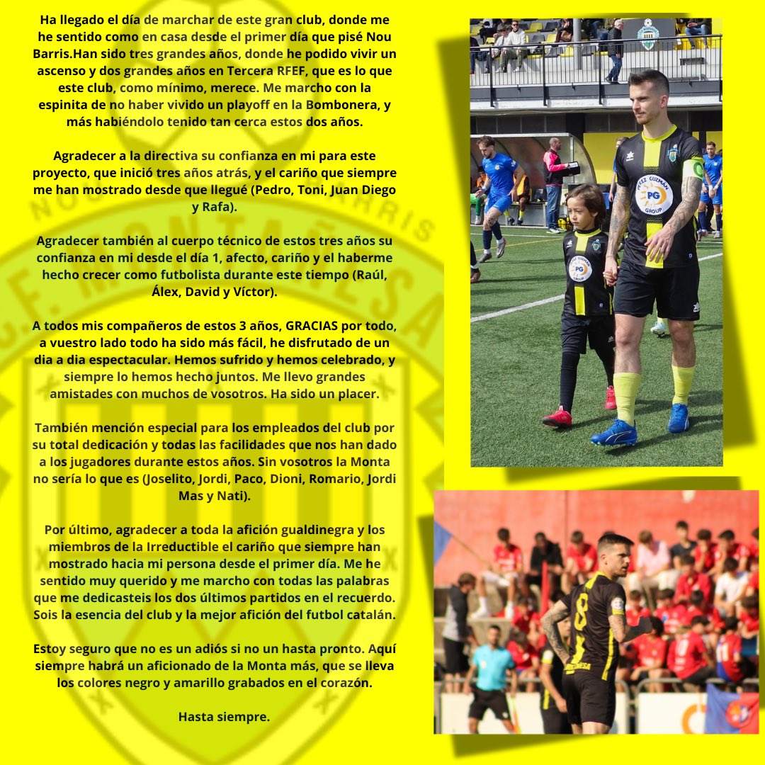GRACIAS, HASTA SIEMPRE 💛🖤<a href="/Montanyesa1927/">CF Montañesa</a> @Irreductibles9b