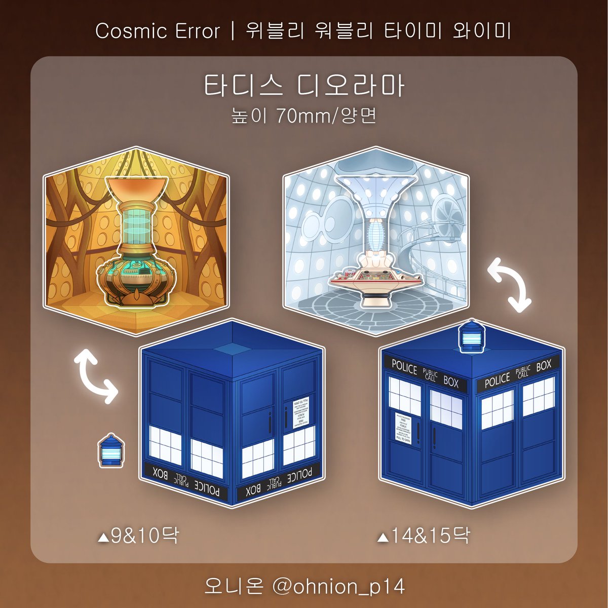 ohnion_p14's tweet photo. ⏳️타디스 디오라마 세트

한개의 세트, 둘의 용도를 갖춘 1개의 디오라마, 2개의 양면 아크릴 코롯토가 포함된 디오라마 세트입니다! 입체, 조립형 굿즈로 설명이 까다로워 타래를 확인 해주세요!(1/?) https://t.co/uqxG9E3ihV