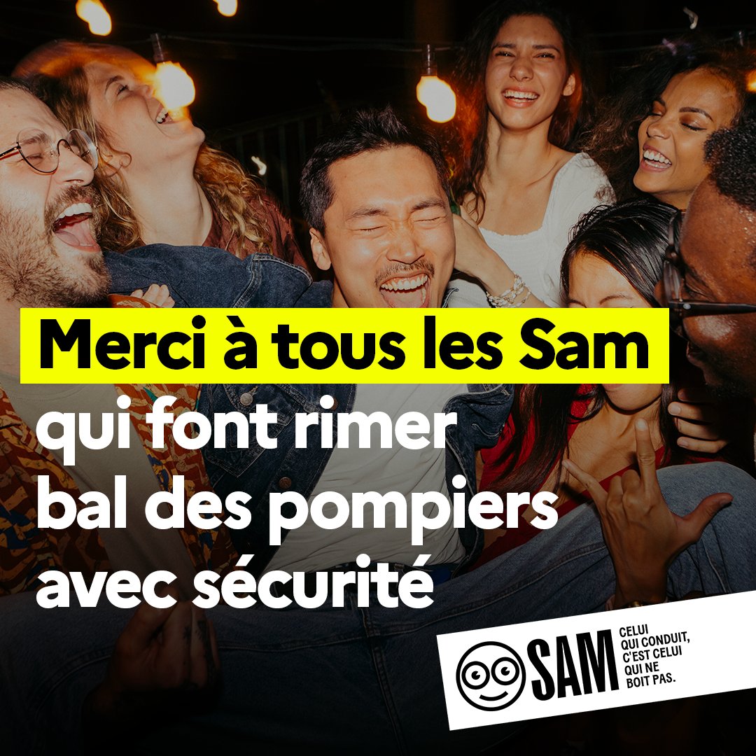 🚒 Ce soir tous les #SamEngagés célèbrent les pompiers en ramenant leurs potes en vie après le #bal !
#CeluiQuiConduitCestCeluiQuiNeBoitPas #Soirée