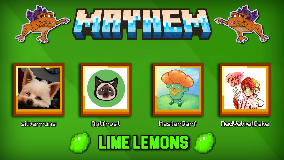 📢 Announcing the: 🍋 Lime Lemons 🍋

Consisting of:
<a href="/silverrruns/">silverr</a>, <a href="/Antfrost/">Antfrost</a>, <a href="/MasterGarf/">Garf</a> &amp; <a href="/VelvetIsCake/">Velvet</a> !

They'll be causing some mayhem in Season 30 on..
Saturday 20th July 2024 8:00pm BST / 3:00pm EDT!!