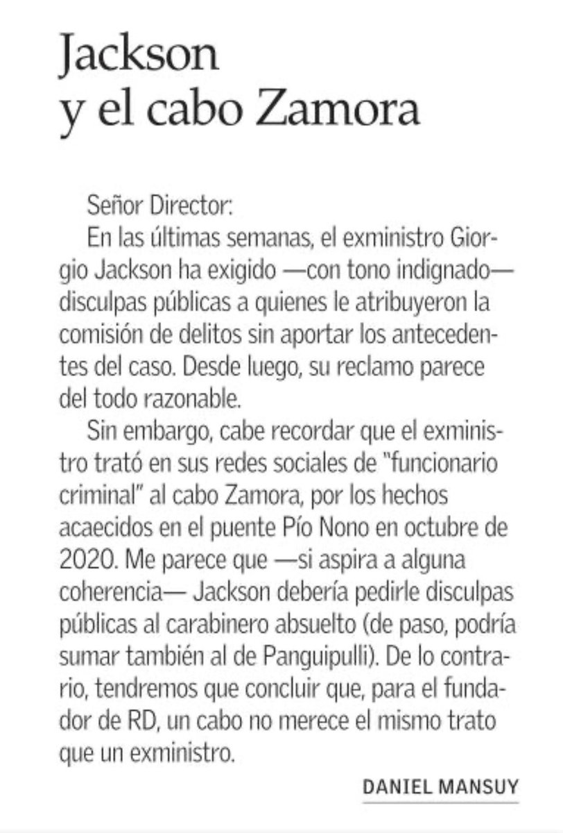 Jackson y el cabo Zamora, por Daniel Mansuy.