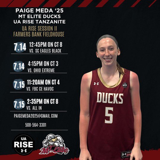 Looking forward to UA Rise Session 2 in Indiana! Check out my schedule below!👇 

<a href="/mdell74/">Matt DellaBarba</a> <a href="/AllieScarpa/">Allie</a> <a href="/b_scarpa/">bella scarpa</a> <a href="/TimLopes9/">Coach Tim Lopes</a> <a href="/MTEliteDucks/">MT Elite Ducks</a>
