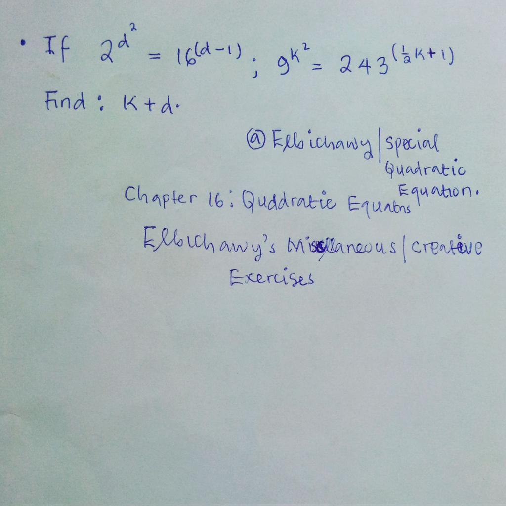 Elbichawy's tweet image. Can you solve this Mathematical equation, from the #ElbichawyBookOfElementaryIntermediateAndAdvancedMathematics currently writing by #AmeenuEyyagElbichawy.