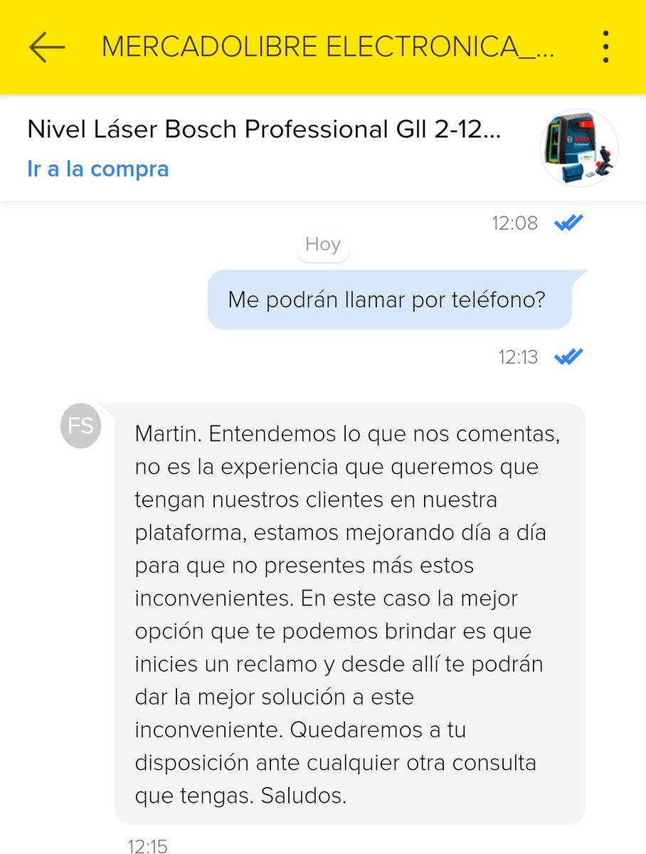 Martin Daneri (@martin_daneri) on Twitter photo Pésima experiencia de compra (la 2da vez que el producto que llega es un producto que no es el publicado). La respuesta de <a href="/ML_Argentina/">Mercado Libre Argentina</a> es automática por AI. No dan solución al problema. Me hicieron perder un trabajo ($$$),por enviar 2 veces mal el producto. <a href="/marcos_galperin/">Marcos Galperin</a> Pésima experiencia de compra (la 2da vez que el producto que llega es un producto que no es el publicado). La respuesta de <a href="/ML_Argentina/">Mercado Libre Argentina</a> es automática por AI. No dan solución al problema. Me hicieron perder un trabajo ($$$),por enviar 2 veces mal el producto. <a href="/marcos_galperin/">Marcos Galperin</a>