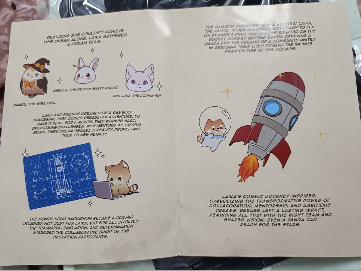 See what I received in the mail today!!!!!

<a href="/Rebase_01/">Rebase-01</a> swagsssssss!!!!;

I love the Tee and the mouse pad!!
And the cutest comic book !! 💗

This made my day. Thank you again! 

#hackathon #swags