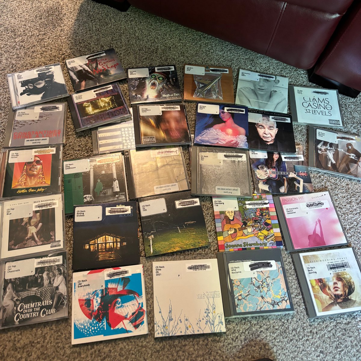 In lieu of a 5x5 here are 27 cds I got for $5 at the Ann Arbor library sale.