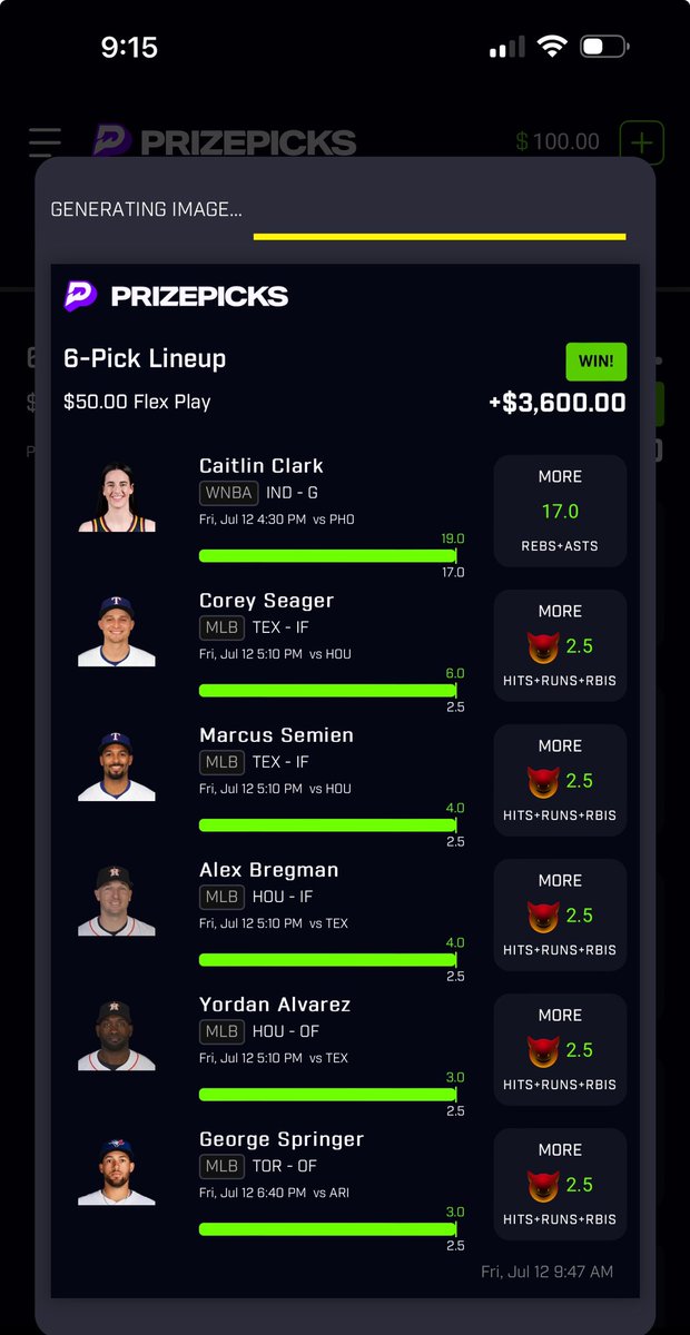 Finally hit something this week! 72x #PrizePicks #mlb #wnba