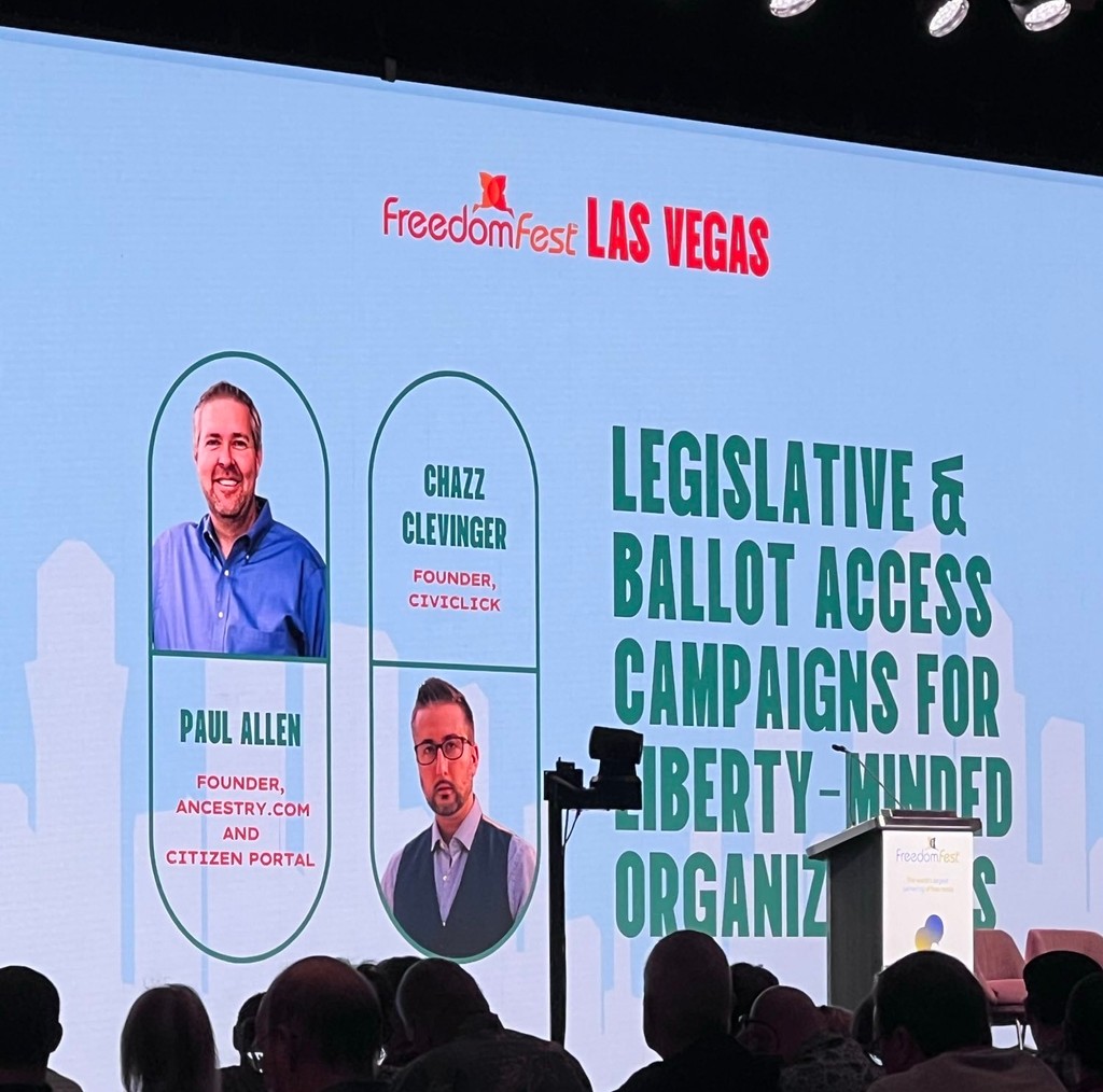 Listening to Chazz Clevinger CEO of CiviClick in DC. Great talk about Grassroots and Campaigning. Our favorite topic!  @Thefreedomfest