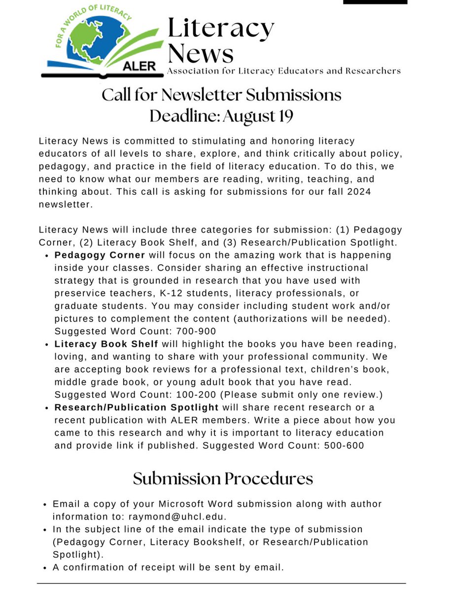 Literacy News Call for Submissions! drive.google.com/file/d/14Ys2Qo…