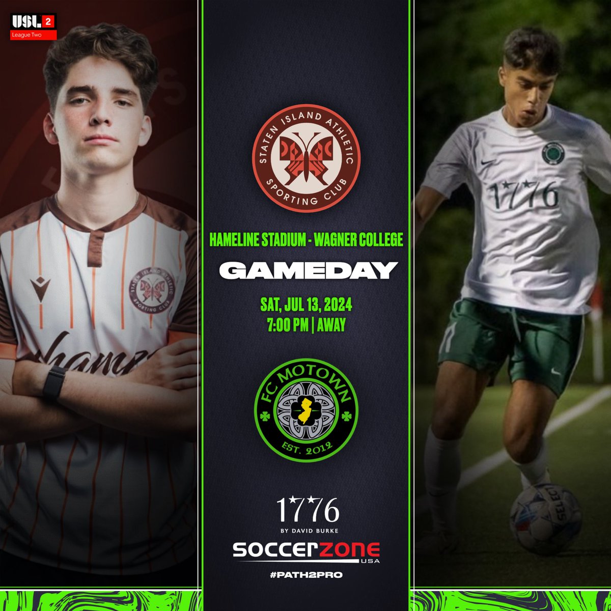 IT’S GAME DAY! 💚 Ready to take on Staten Island ASC!!

 🆚 Staten Island ASC
📍Hameline Stadium - Wagner College
🕖 Kickoff at 7:00 PM
🗓️ July 13, 2024

#path2pro #stastrong #fcmotown