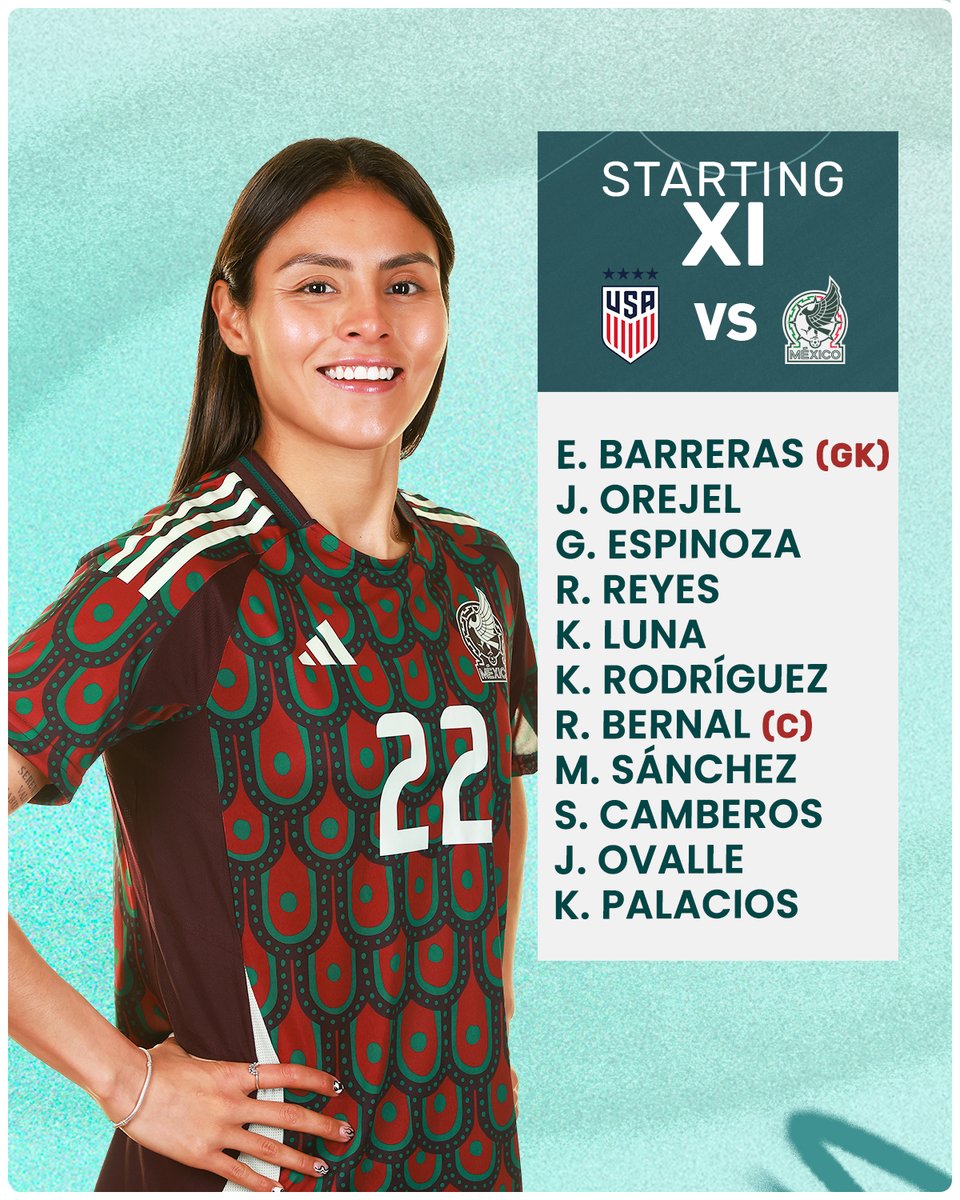 miseleccionmxEN's tweet photo. #Women | Here's today's line-up! 📋
¡Vamos México! 🇲🇽
#PasosDeOro https://t.co/m5auR03tAW