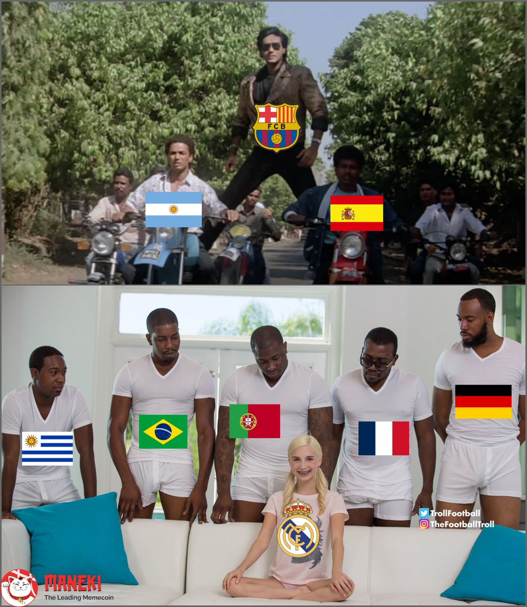 TrollFootball's tweet photo. Barcelona and Real Madrid fans during Euros &amp; Copa America https://t.co/5TdKIEI5uW
