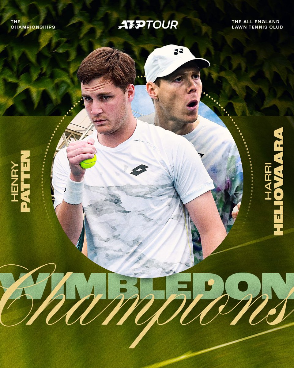 Not_Esportivas's tweet photo. ATP!
Parabéns aos duplistas campeões, o britânico Henry Patten (🇬🇧) e o finlandês @harriheliovaara (🇫🇮) que conquistaram o primeiro título de @Wimbledon, o terceiro título no ano e na carreira juntos.
#Wimbledon #Wimbledon2024 #Tennis #ThisIsTennis #HenryPatten #HarriHeliovaara https://t.co/VZ2CBs2Szl