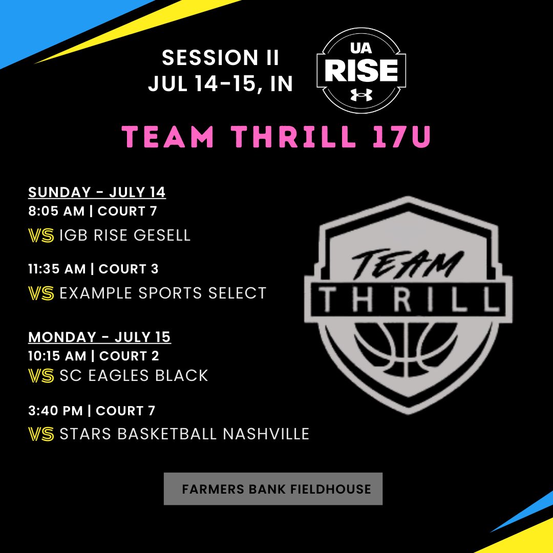 Coaches a few changes for our schedule. 
Here is our updated schedule for UA session II.
*Roster is tagged in post.