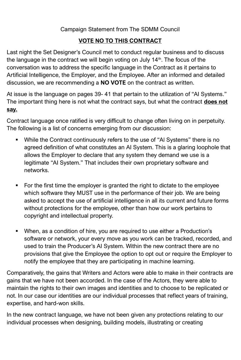 kortizart's tweet photo. @ICGLocal600 @MPEG700 @Teamsters @animationguild @ADG800 @IALocal695 UPDATE: The Set Designers SDMM Craft, which is part of the Art Directors Guild (IATSE-Local 800), put out this statement today.

For those asking, this was given the ok to share. https://t.co/9Wylzw0Pxv