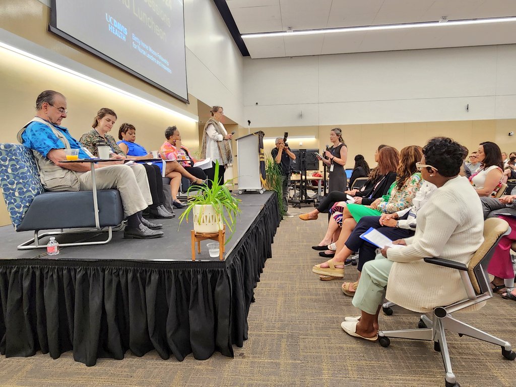 HansenMegan's tweet photo. We are having a blast today at @UCDavis_Nursing with our #BettyIreneMooreNurseFellows. Our fellows are currently pitching their research to a panel of incredible journalists, including @tonsalltv @SteveMagagnini @CathieA_SacBee @katewolffe https://t.co/f7zecXc2LO