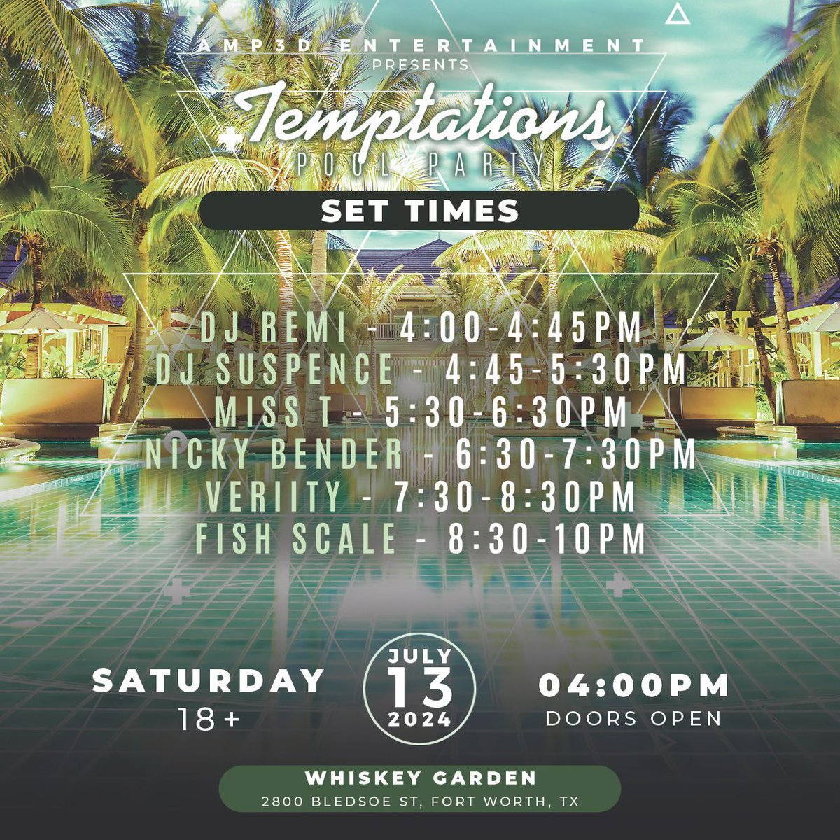 ALL IN MANAGEMENT (@aimtexas) on Twitter photo Set times for today at Whiskey Garden with <a href="/FishScaleHouse/">Fish Scale</a>
RSVP: eventbrite.com/e/temptations-… Set times for today at Whiskey Garden with <a href="/FishScaleHouse/">Fish Scale</a>
RSVP: eventbrite.com/e/temptations-…