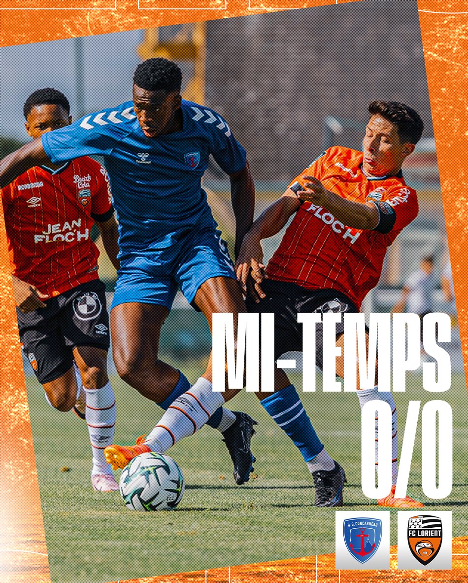 FCLorient's tweet photo. Mi-temps à Pluguffan. Pas de but dans cette première période entre Lorientais et Concarnois.
45' I 0-0 I #USCFCL https://t.co/yBNRkm553u