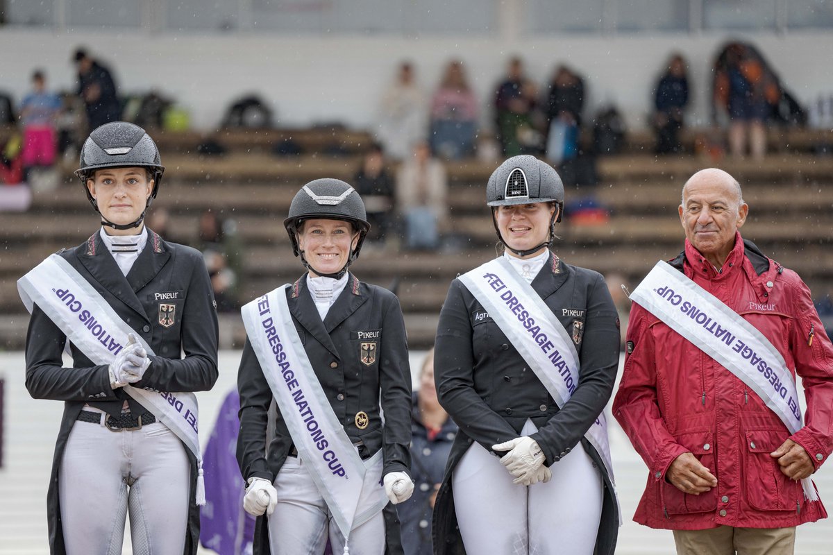 Deutschland dominates AGAIN! 🇩🇪🏆

Let’s hear it for team Germany, who not only clinched today’s #FEIDressage Nations Cup™ of Sweden, but with that, also the 2024 series title at the Falsterbo Horse Show! 👏

The stellar three-rider squad of Evelyn Eger, Helen Langehanenberg and