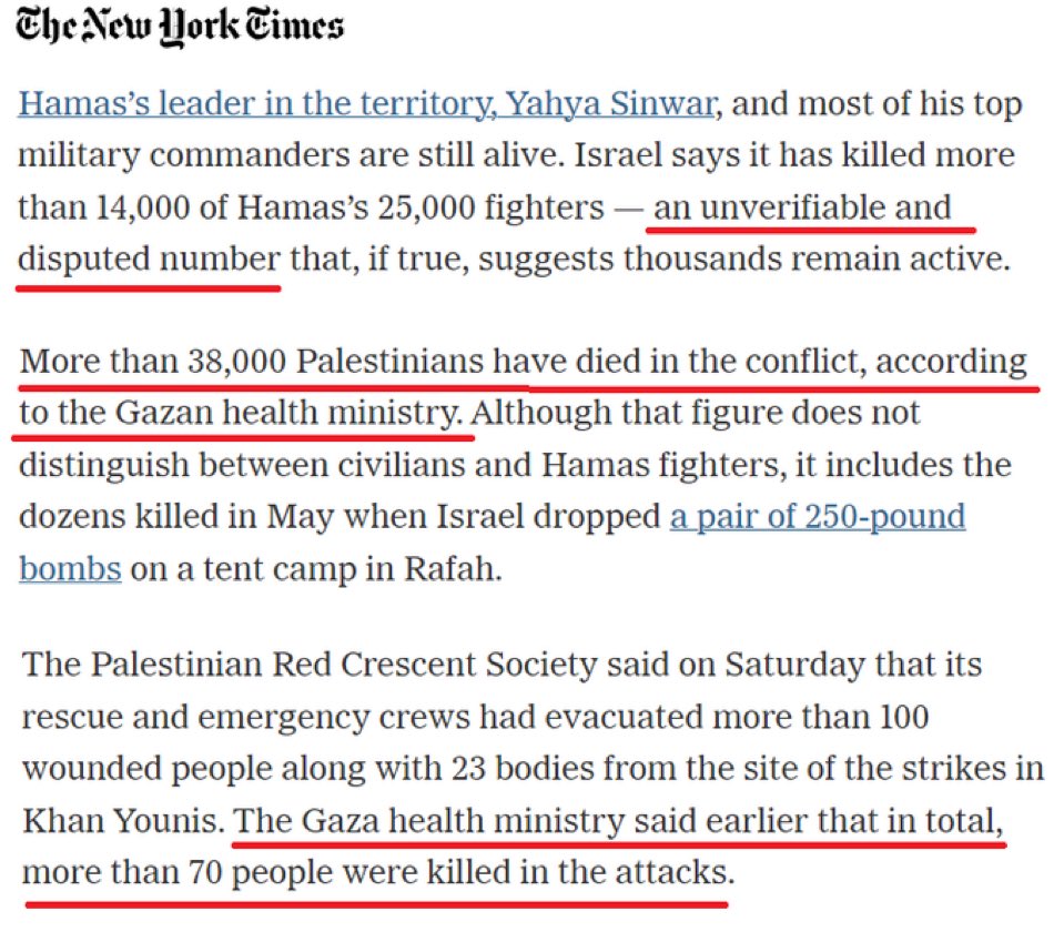 EylonALevy's tweet photo. There is a terrible tendency to automatically disbelieve anything Israel says and automatically believe anything Hamas says. Israel = “unverifiable and disputed.” Hamas: a source of truth. 

Insane. https://t.co/ttLJY5A8Of