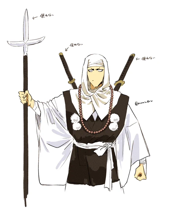 #妄想ひとコマ ステゴロ僧兵 武器とか持ったことないから使えない こいつは黒が似合うから僧衣を着るためにうまれてきたんだ