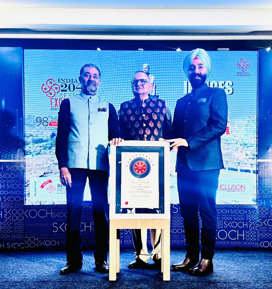 LabourCommrJK's tweet photo. "Heartiest congratulations to Charandeep Singh Sir @CeeDeeSingh, on receiving the prestigious #SKOCHSilverAward in the 'Rural Development' category at the 98th #SKOCHSummit! Your exemplary work as the then Director, Rural Sanitation, J&amp;K, has been recognized and applauded. https://t.co/hWuAY2s97i