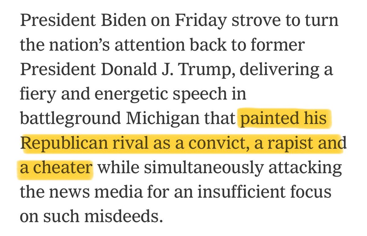 No, NY Times. President Biden didn’t “paint” Donald Trump as these things. Donald Trump *is* all of these things.