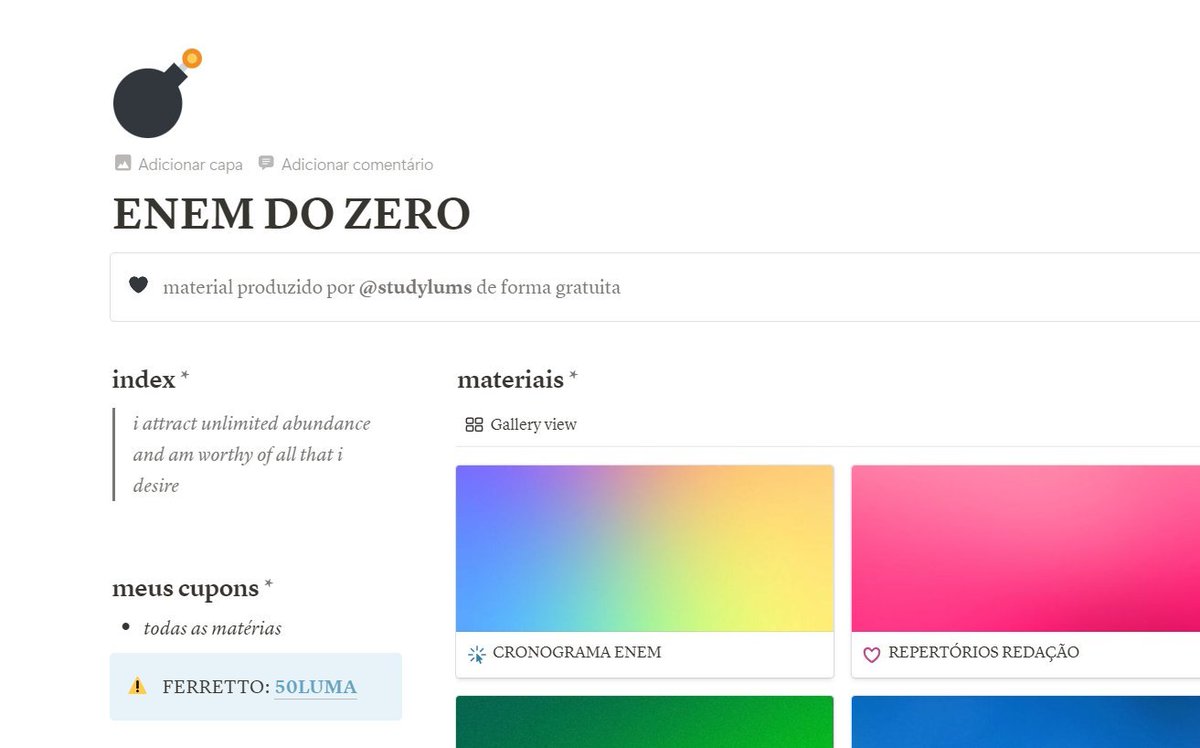 diskluma's tweet image. 🚨CRONOGRAMA GRATUITO ENEM

- 3 horas de estudo por dia
- foco em biologia, redação e matemática
- pensado para estudantes de escola pública

link: knowing-nymphea-b7a.notion.site/ENEM-DO-ZERO-e…