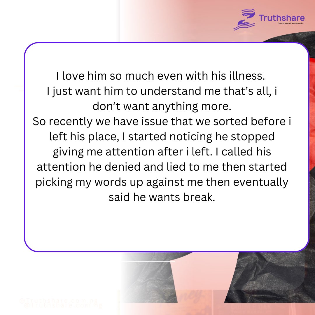 truthsharex's tweet photo. Dear writer; It sounds like you’re going through a challenging time in your relationship. Communication is necessary and it’s important for both partners to understand each other’s feelings and concerns. Try expressing your thoughts calmly and openly to your him emphasizing your desire for understanding and connection.