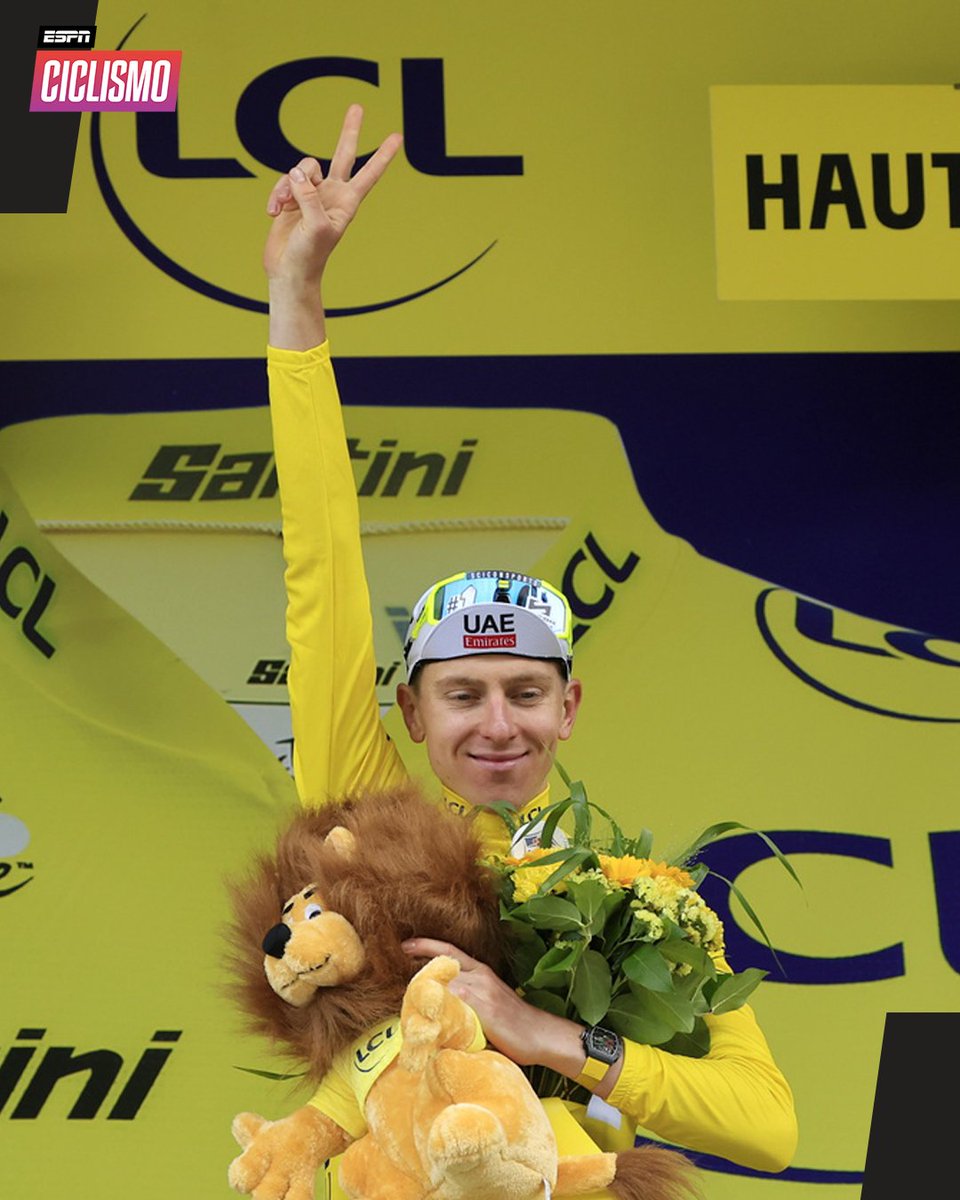 ESPNCiclismo's tweet photo. Dos y contando...✌️🟡

#TDF2024 https://t.co/pz6jRBkNMz