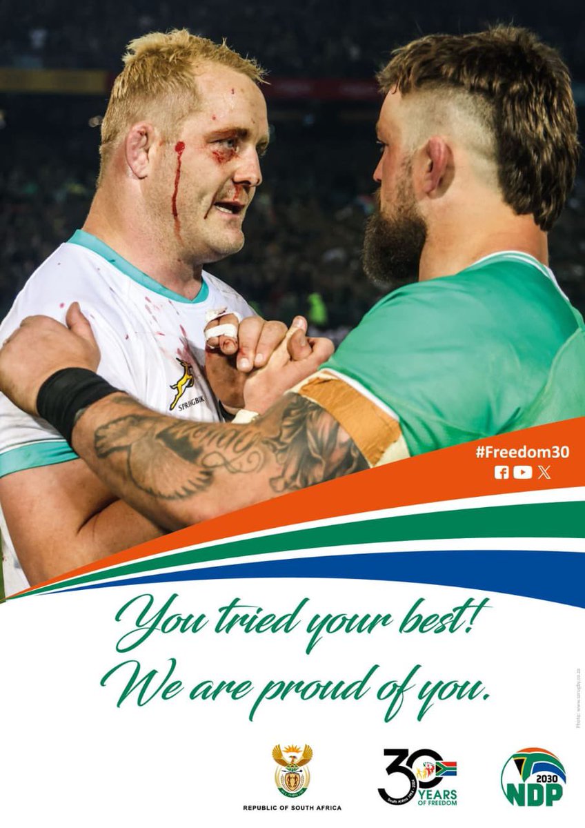 GovernmentZA's tweet photo. We tried our best! Better luck next time💚💛
#ForeverGreenForeverGold! 🇿🇦🇿🇦🇿🇦 #RSAvIRE #Springboks https://t.co/HID4q3NHZz