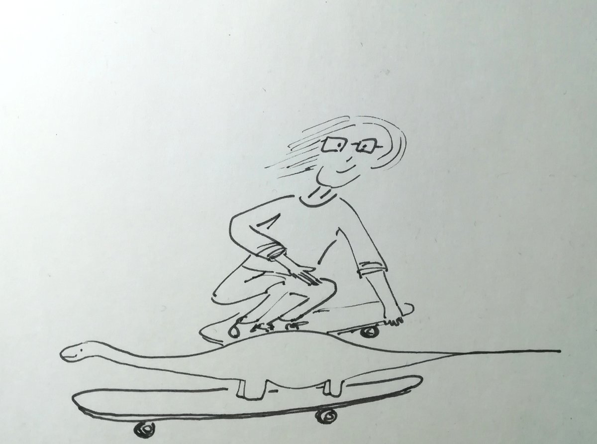 Mit meinem Brontosaurus Skateboard fahren #doodleart #Wochenende #weekendsunshine
