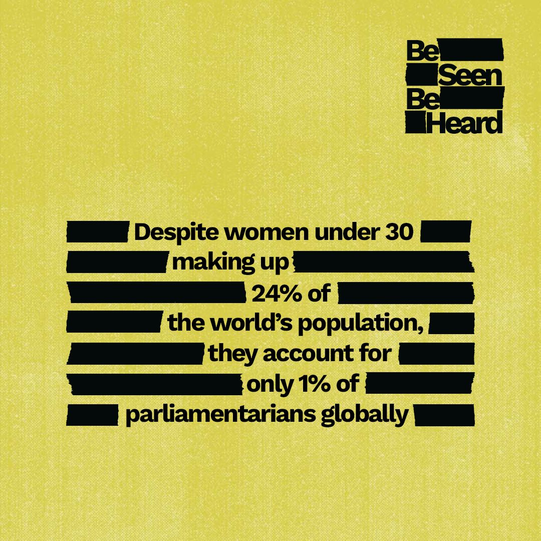 Did you know?

Despite women under 30 making up 24% of the world's population, they account for only 1% of parliamentarians globally. 

beseenbeheardcampaign.com #BeSeenBeHeard