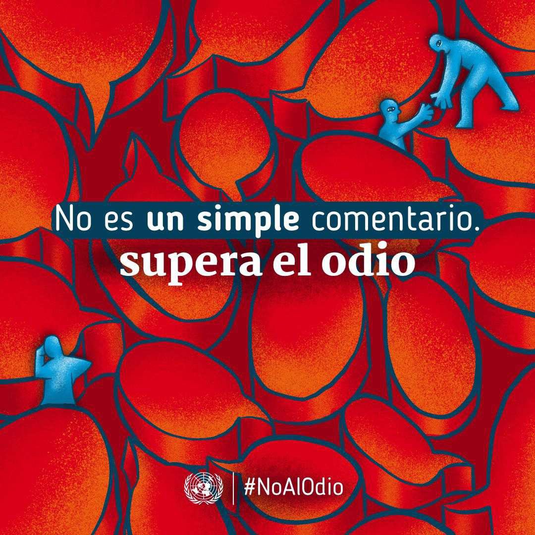 Los discursos de odio son una amenaza a los #DerechosHumanos

Los discursos de odio son discursos ofensivos dirigidos a un grupo o persona basado en sus características inherentes (raza, género, etc.) que puede poner en peligro la paz social

#NoAlOdio

un.org/es/hate-speech…