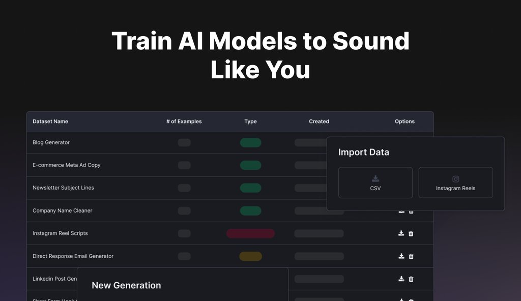 UseDojo's tweet photo. Ever run out of writing ideas?

Yeah, us too

The good news is you'll never run out of ideas again with a custom AI on Dojo 🤝

Just upload examples of you or your favorite writers, and watch the magic happen: https://t.co/HpDS2V9V8X https://t.co/qH6id5Ud1R