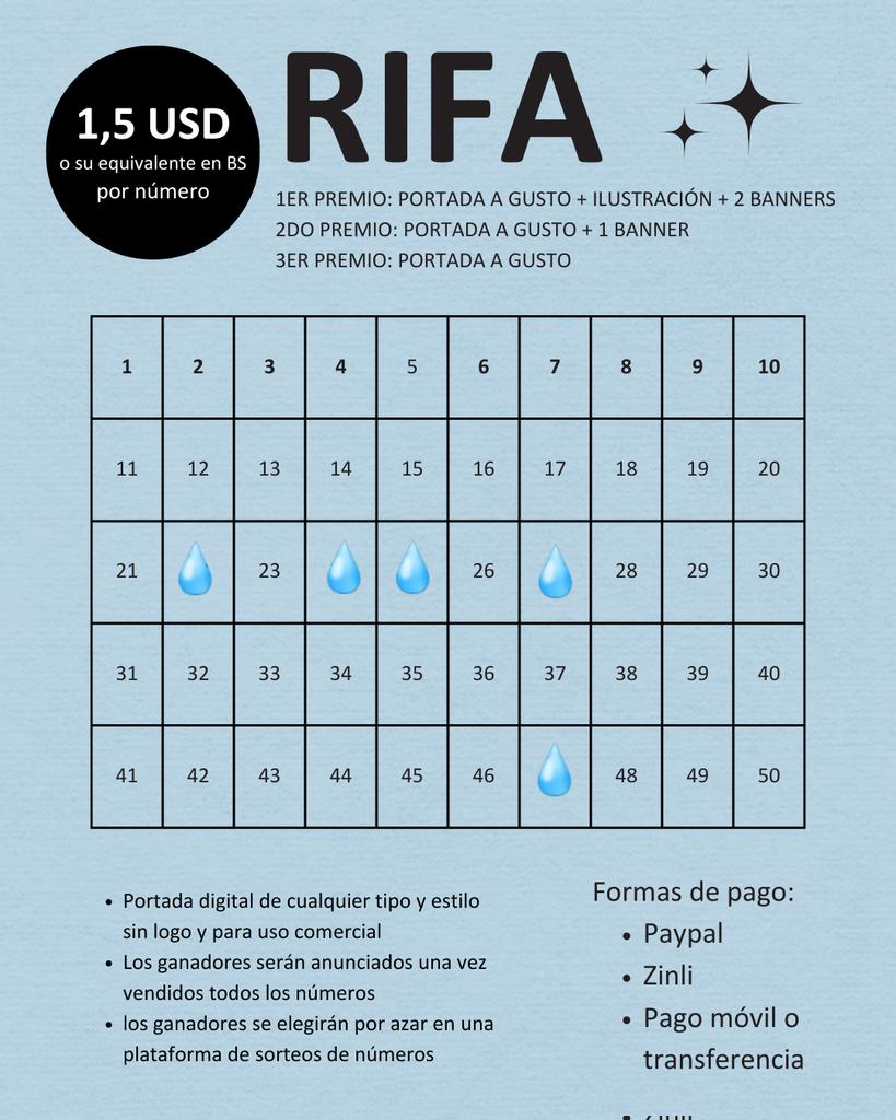 omibiire's tweet photo. 💫RIFA💫

✨Con la compra de un número tendrás la oportunidad de ganar una portada a gusto para uso personal y comercial + una ilustración  y banner 
✨Son TRES premios, así que habrán tres personas afortunadas o tres oportunidades💖

✨ dale  rt para que llegue a más personas 🥺 https://t.co/V1NP0SSW3c