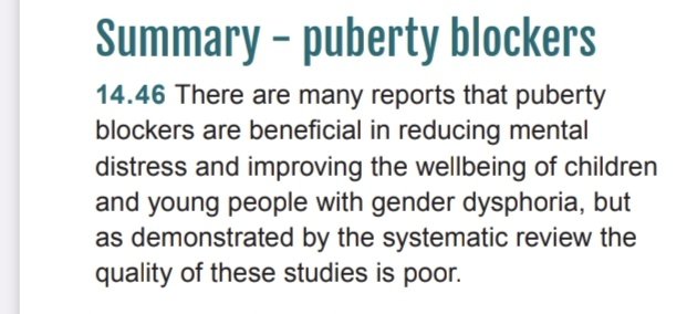 Alan_Bino's tweet photo. @RabbleRousah @graceblakeley None of these studies were considered to be good quality by an NHS systematic review. Coupled with the long term health risks, I can't see a clear benefit. Access to therapy does have solid numbers and a huge evidence base, so that's the clear alternative in the meantime. https://t.co/OwDSUVXPkO