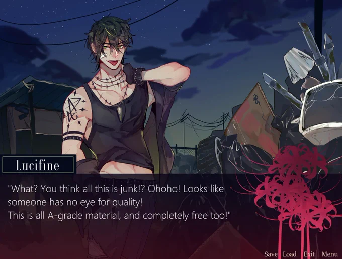 Another redraw!Expect a lot more XDHere's my trash boy Lucifine~He lives in the garbage and can be pretty annoying about it, lol 