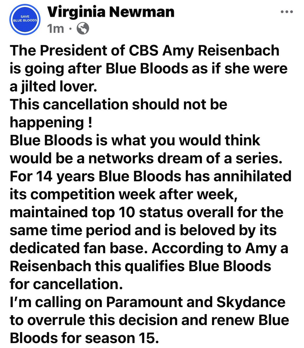VirginiaInCal's tweet photo. #SaveBlueBloods #HireThemBackCBS #BlueBloods @BlueBloods_CBS @CBS @paramountco @Skydance @DEADLINE @TVLine @JustJared @people https://t.co/lb3MbhSkqu