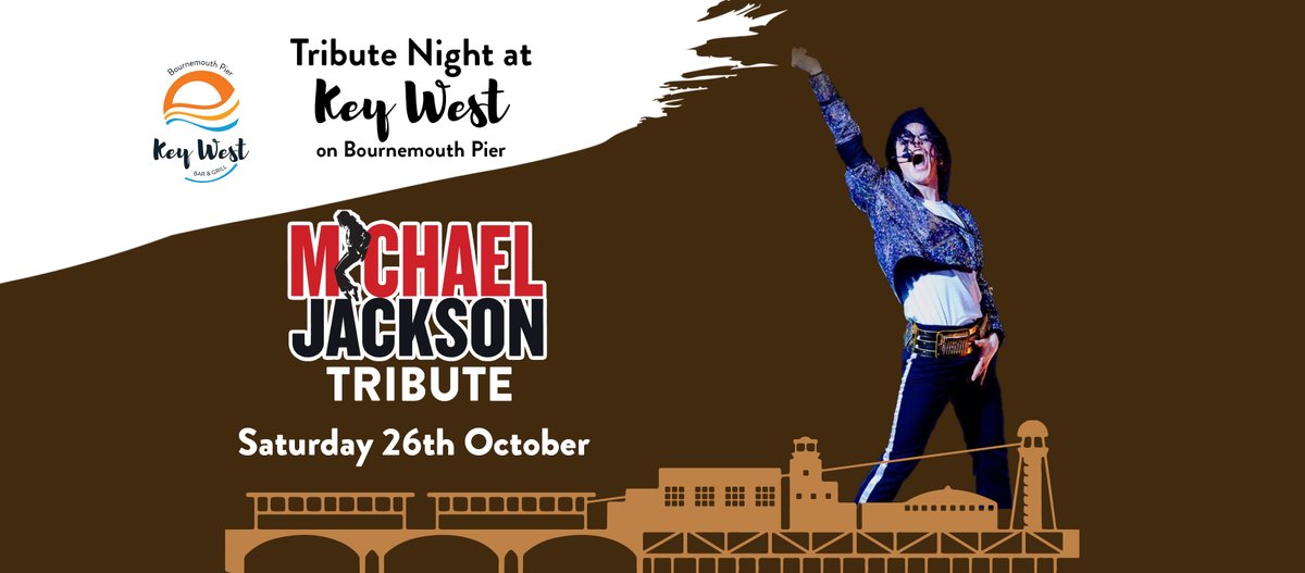 TheBmthPier's tweet photo. Michael Jackson returns to Bournemouth Pier!

On Saturday 26th October we welcome Danny Oliver, Europe's number one tribute to the King of Pop 👑🎶

Tickets are on sale NOW: https://t.co/n5QdEYWdUX

#BournemouthPier #KeyWest #MichaelJackson #DannyOliver #KingOfPop #LiveMusic https://t.co/IjSCUomSuh