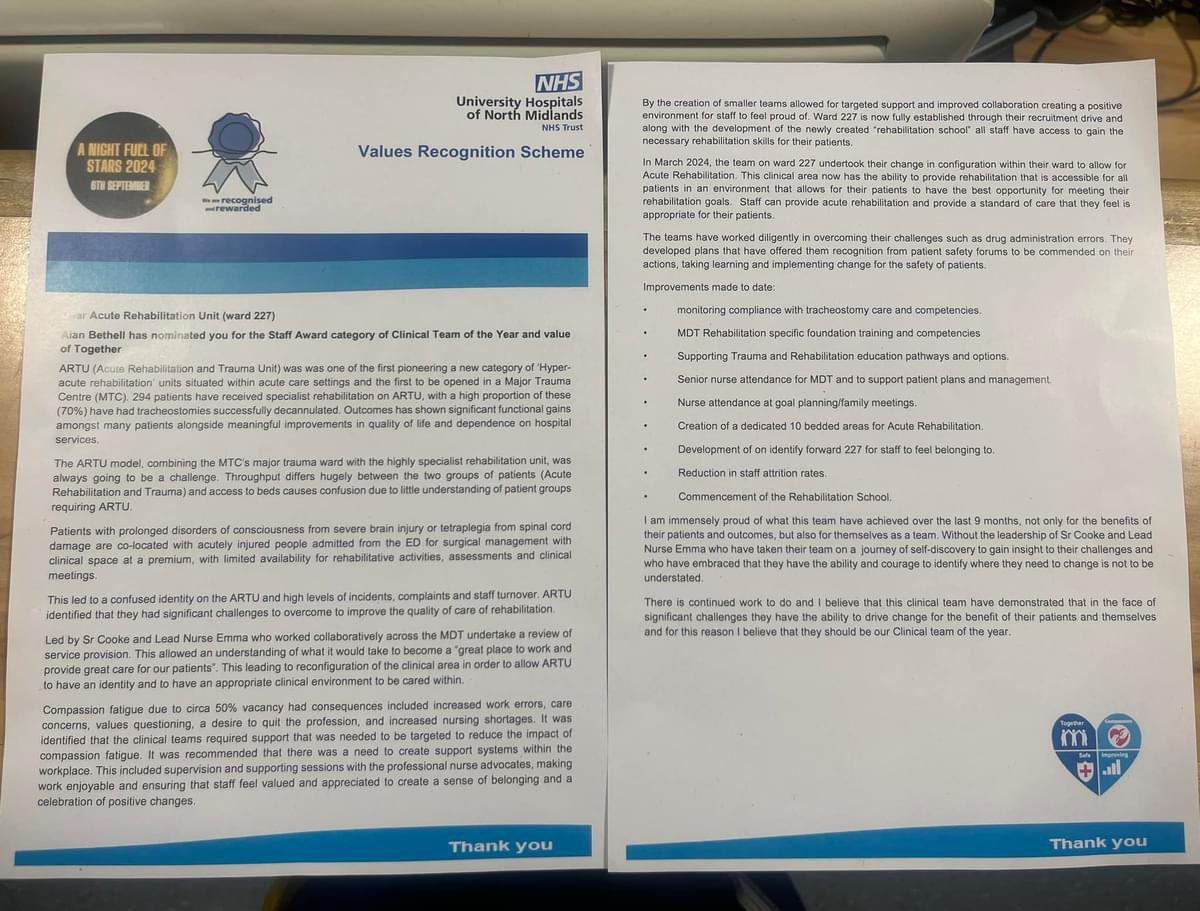 On Thursday we were surprised with our Clinical Team Of The Year &amp; Values ‘Together’ Nomination! 

We have come so far as a team and made lots of positive changes to improve patient experience. Its so nice to be recognised for the amazing work we do every day! 🌈 🔔 ❤️