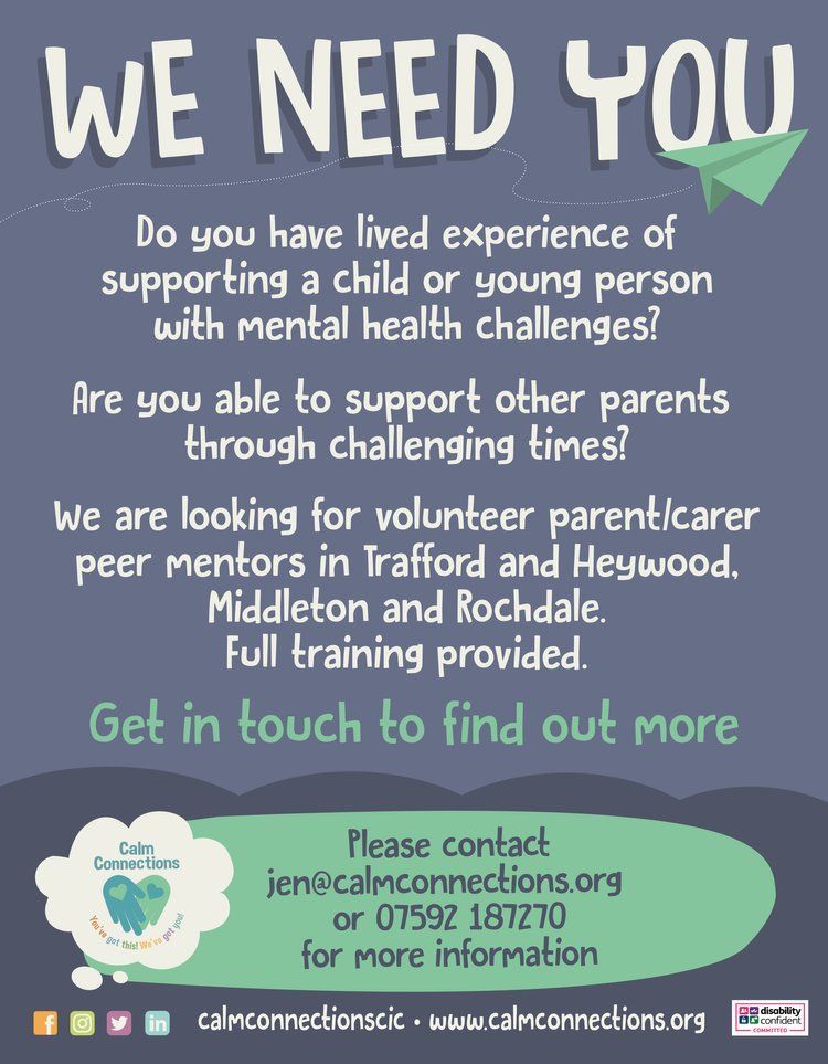 Are you interested in training to become a mentor to support families that have children with mental health or emotional wellbeing challenges? Please contact jen@calmconnections.org for more information.