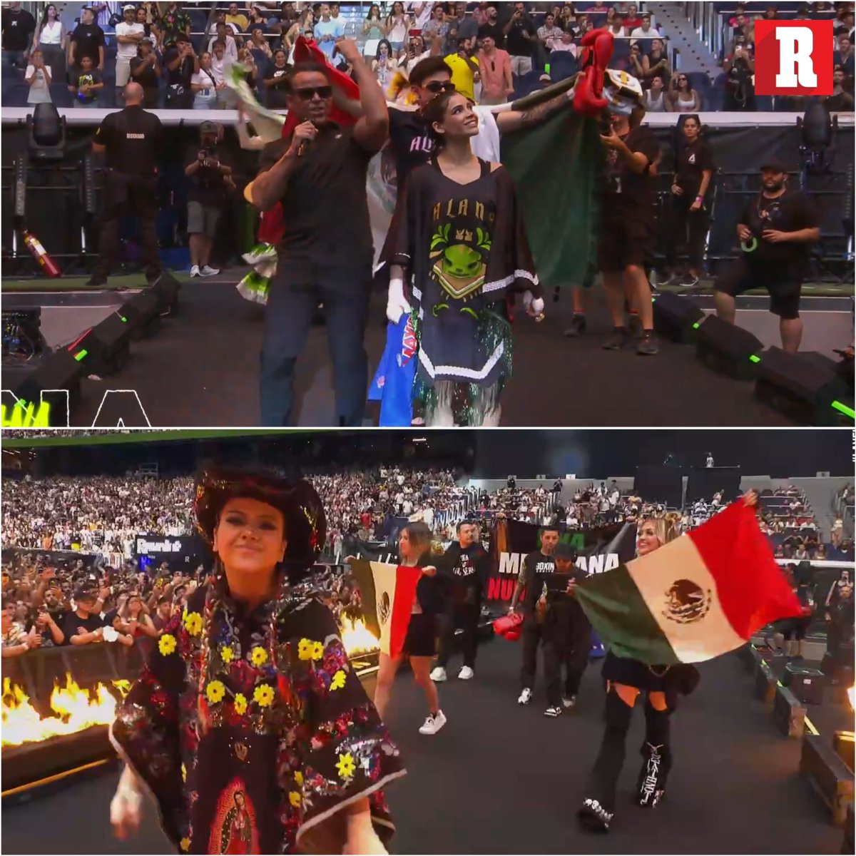 ¡TODO MÉXICO CON USTEDES!🇲🇽🔥

Con los colores bien representados, las mexicanas Alana Flores y Ama Blitz hicieron su entrada para su pelea de ‘La Velada del Año 4’, donde enfrentarán a la dupla española. 

#LaVelada4 | #LaVeladaDelAnoIV