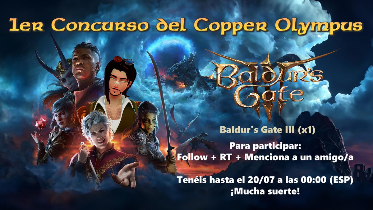 🔥 ¡SORTEO A LA VISTA! 🔥

⚔️ ¿Quieres una copia de BALDUR'S GATE III?
📅 Lo estaré sorteando hasta el día 20/07, bases en la imagen

🤔 Además, el concurso no viene solo ya que...

💥 ¡EL GANADOR SE ANUNCIARÁ JUNTO A LA FECHA DEL DEBUT! 💥

🧡 ¡Animaos y mucha suerte a todos/as!