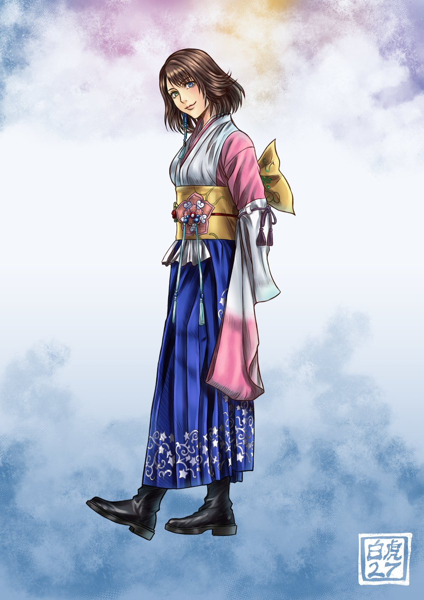 6 days before Final Fantasy X's anniversary. Here's Yuna in her Kabuki  outfit! #FFX歌舞伎 #FFX #art #fanart #SquareEnix #FF10 #yuna #ユウナ, image size:849x1200