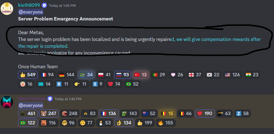Doubleohdann's tweet photo. @OnceHuman_ yeah Annnnd, what happened to the rewards for compensation :)  :) im all about free shi! https://t.co/A2CZHhic5T