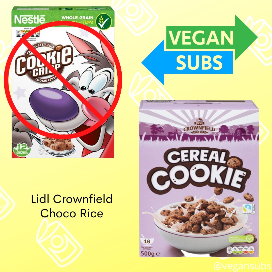 VeganSubs's tweet photo. Since going vegan have you missed Nestle Cookie Crisp? Introducing Lidl Crownfield Cereal Cookie! https://t.co/UC6rfGugtf